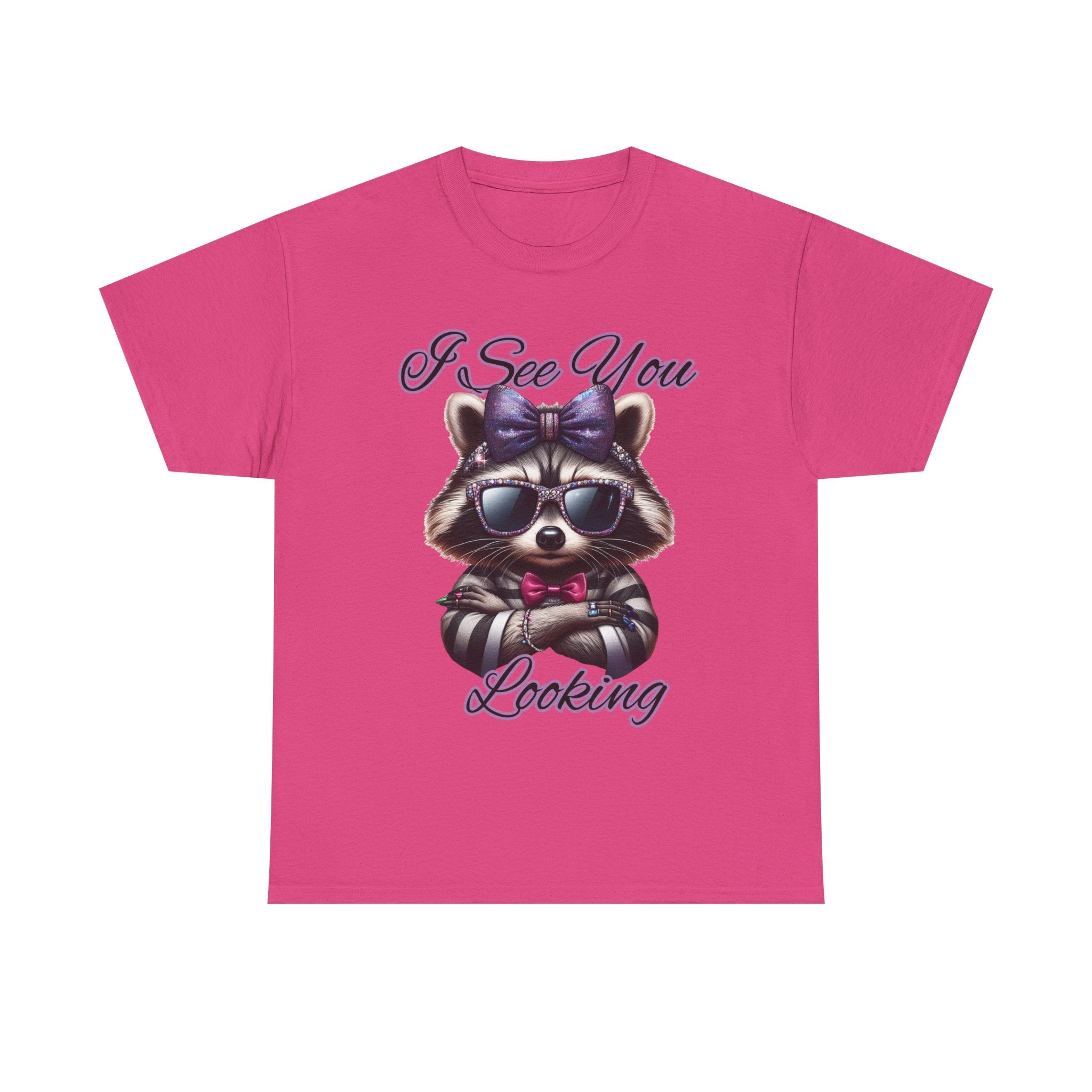 I See You Looking Raccoon Tee, Cute Graphic T-Shirt, Unisex Cotton Shirt, Animal Lover Gift, Cool Casual Wear