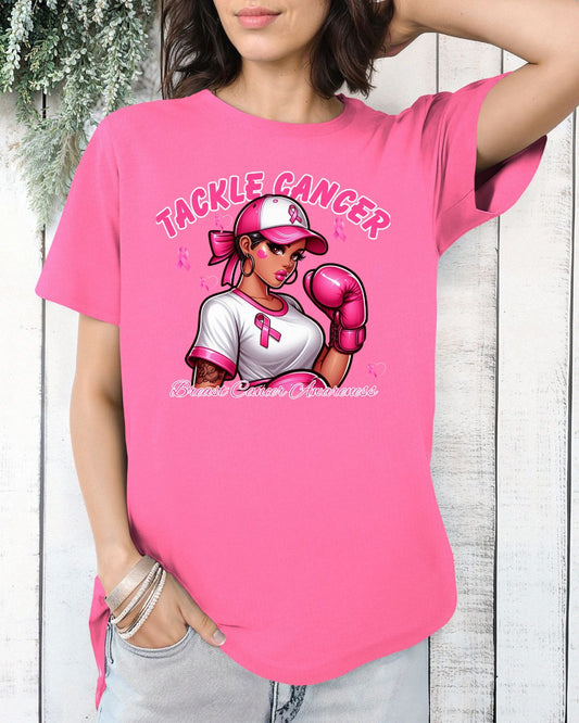 Empowering Unisex Heavy Cotton Tee - Tackle Cancer, Breast Cancer Awareness Shirt, Supportive Gift in Honor of Survivors