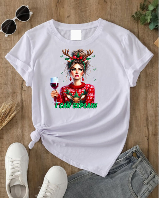 Festive Christmas Tee, I Can Explain Seasonal Top, Holiday Apparel, Unisex Holiday Shirt, Funny Christmas Outfit
