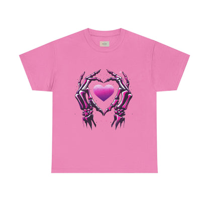 Skeleton Hands Heart Unisex Tee | Halloween Shirt, Gift for Gothic Lovers, Alternative Fashion, Casual Wear, Unique Graphic Tee