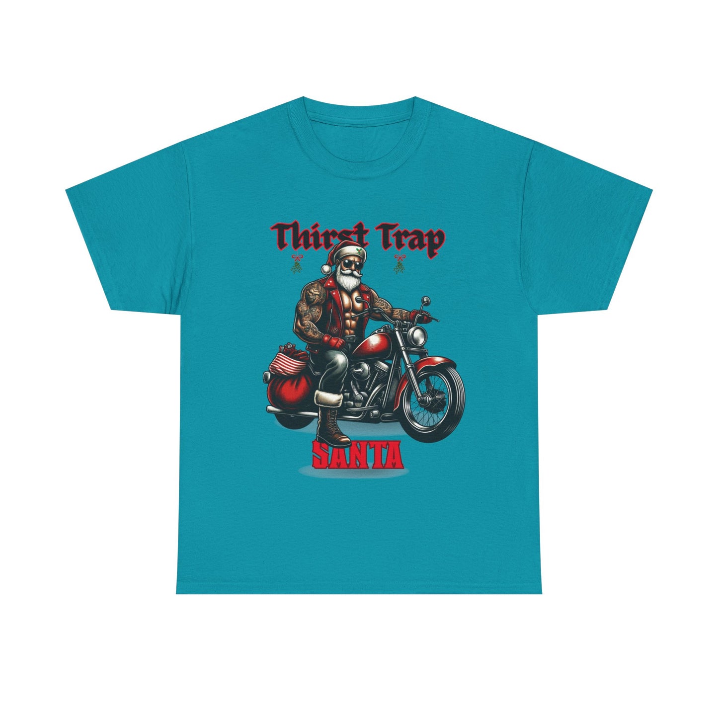 Thirst Trap Santa Tee, Funny Christmas Shirt, Unisex Holiday T-Shirt, Motorcycle Santa Gift, Festive Graphic Tee