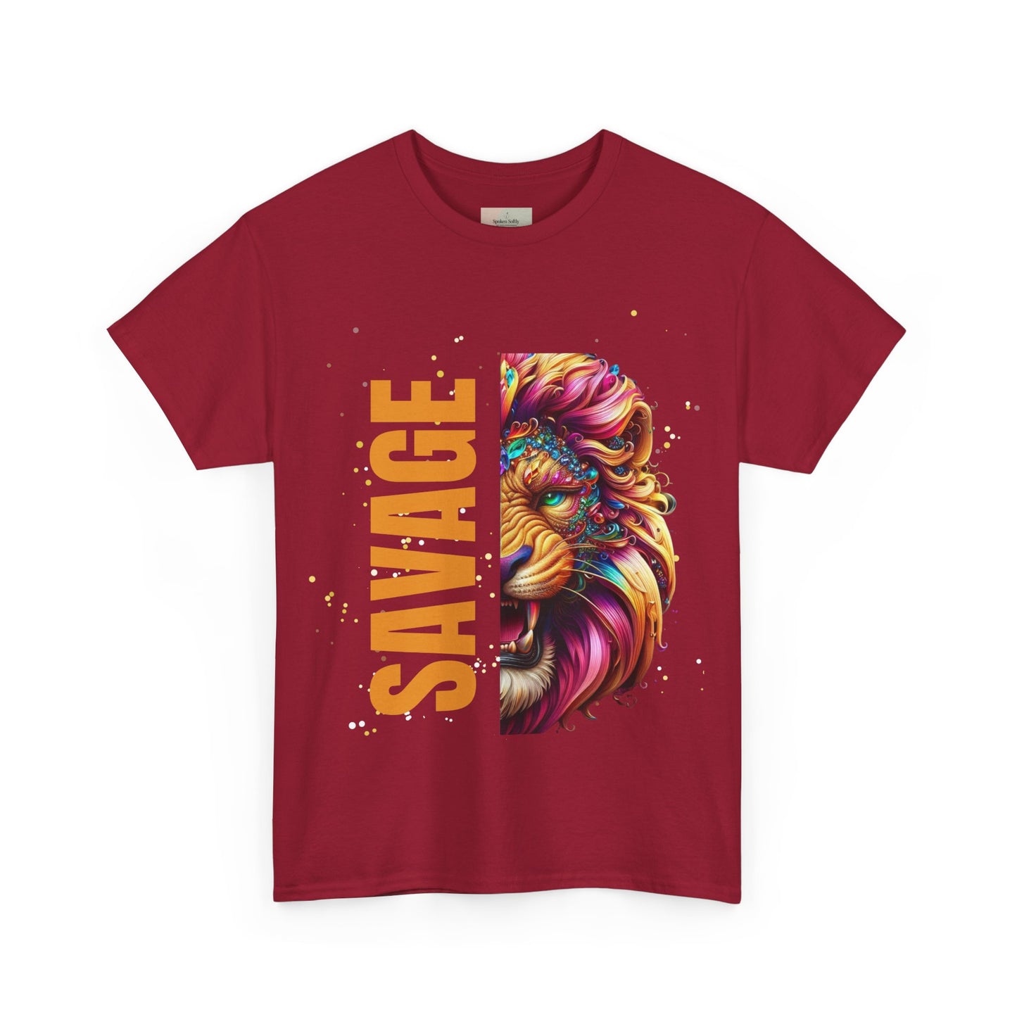 Savage Lion Tee, Unisex Heavy Cotton Shirt, Bold Graphic Tee for Animal Lovers, Casual Wear, Unique Gift Idea