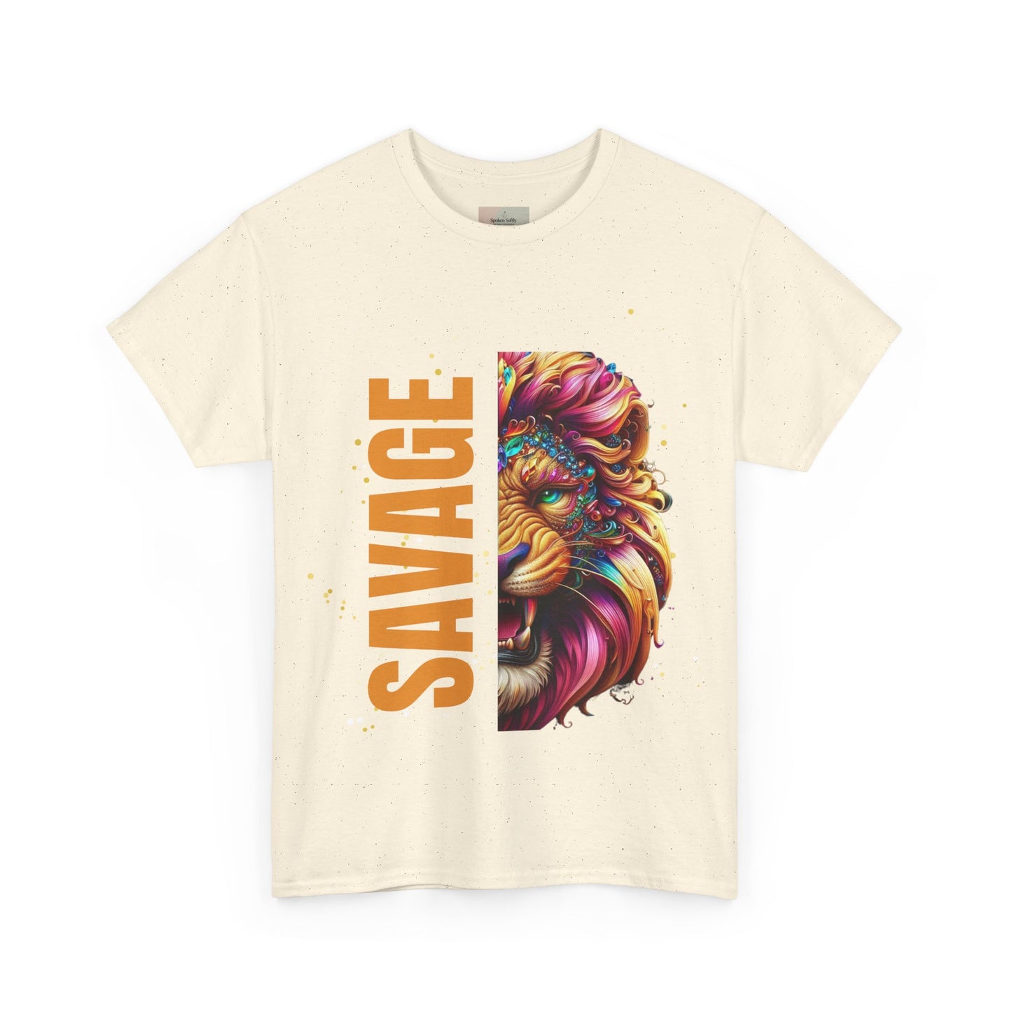 Savage Lion Tee, Unisex Heavy Cotton Shirt, Bold Graphic Tee for Animal Lovers, Casual Wear, Unique Gift Idea
