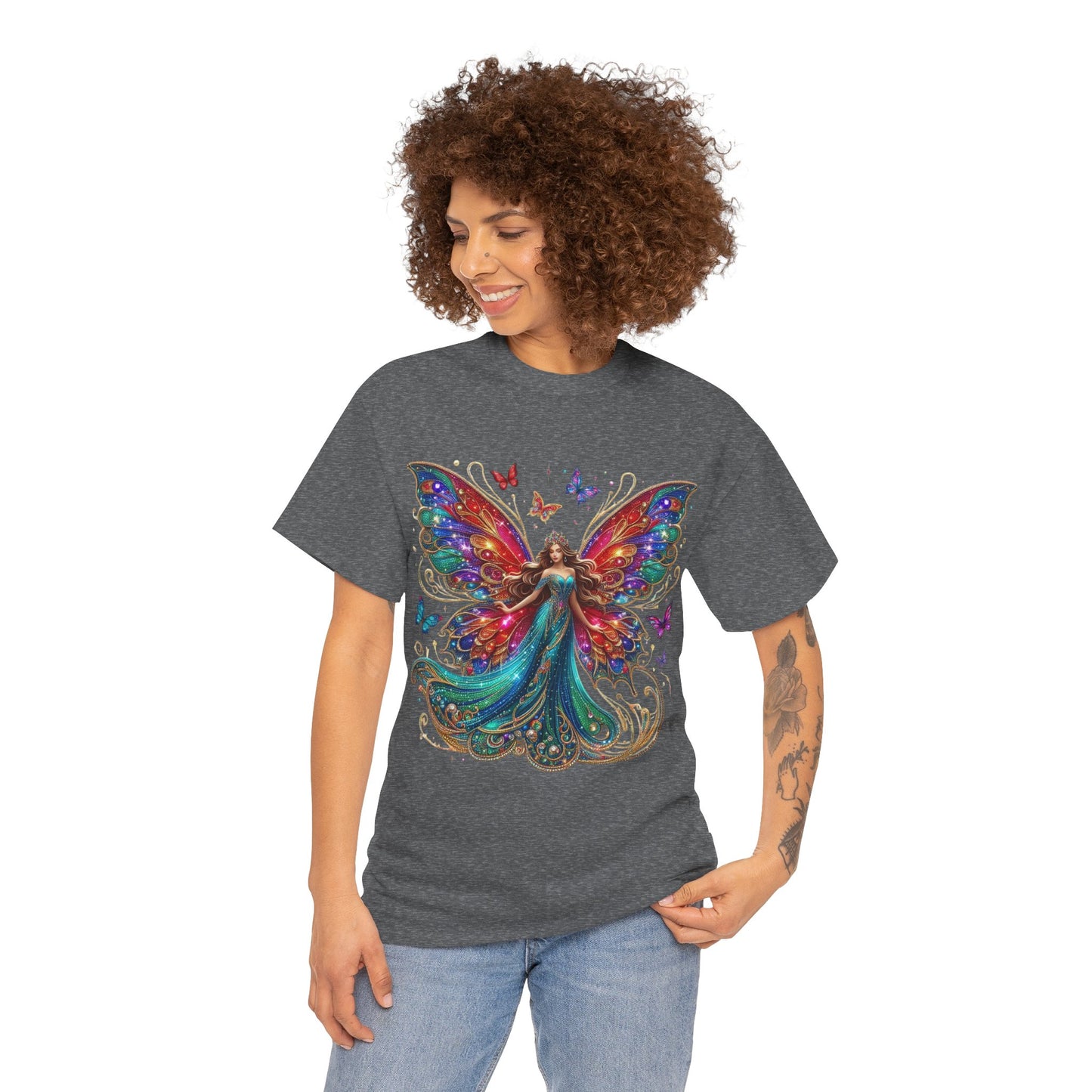 Fantasy Fairy Unisex Heavy Cotton Tee - Enchanting Artwork for Nature Lovers, Magical Gift, Boho Style, Summer Fashion, Unique Tee