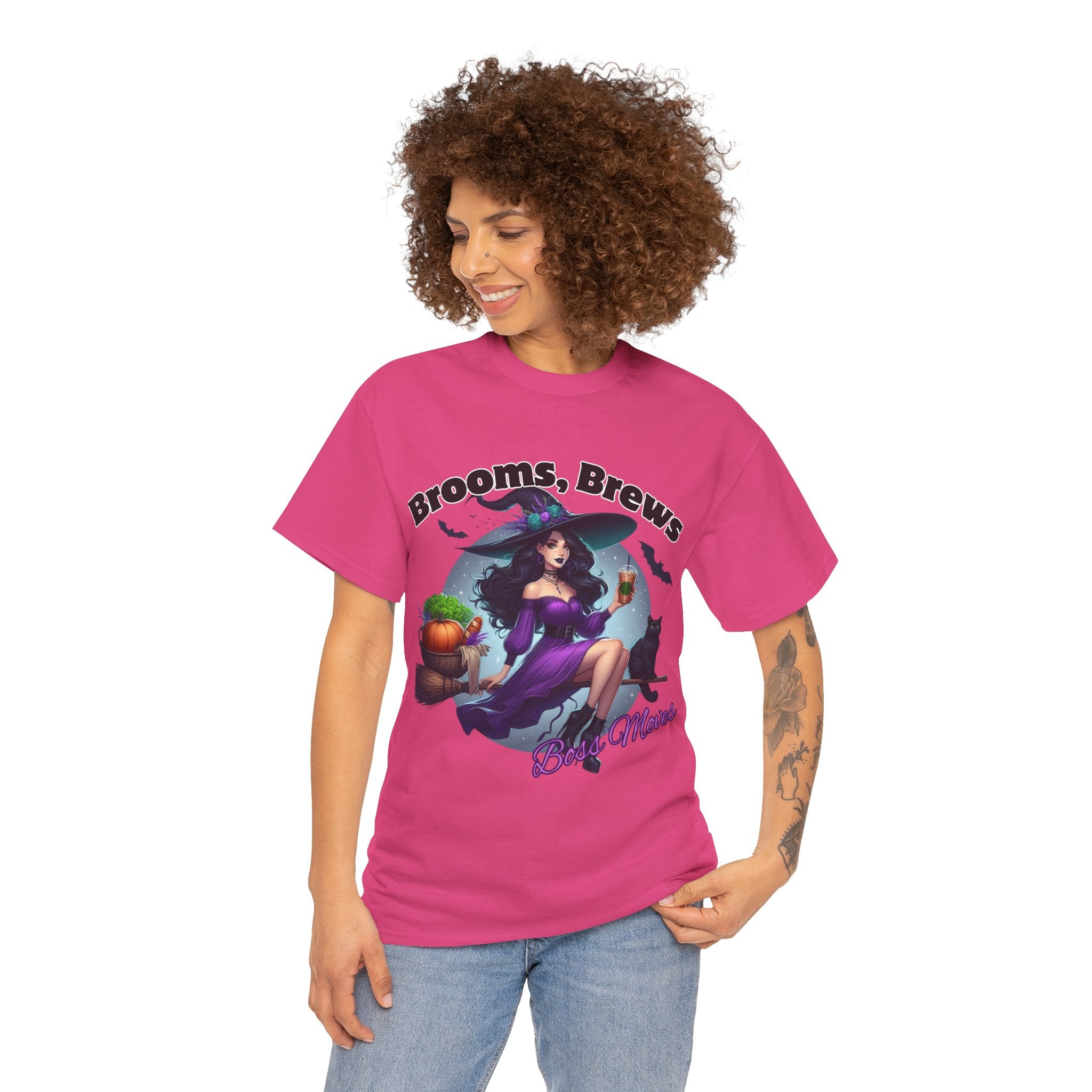 Brooms & Brews Halloween Tee, Unisex Shirt, Witch Craft Tee, Autumn Apparel, Spooky Season Outfit