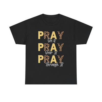 Pray Motivational Tee: Unisex Heavy Cotton Shirt, Inspirational Gift, Faith-Based Apparel, Religious T-Shirt, Church Outfit