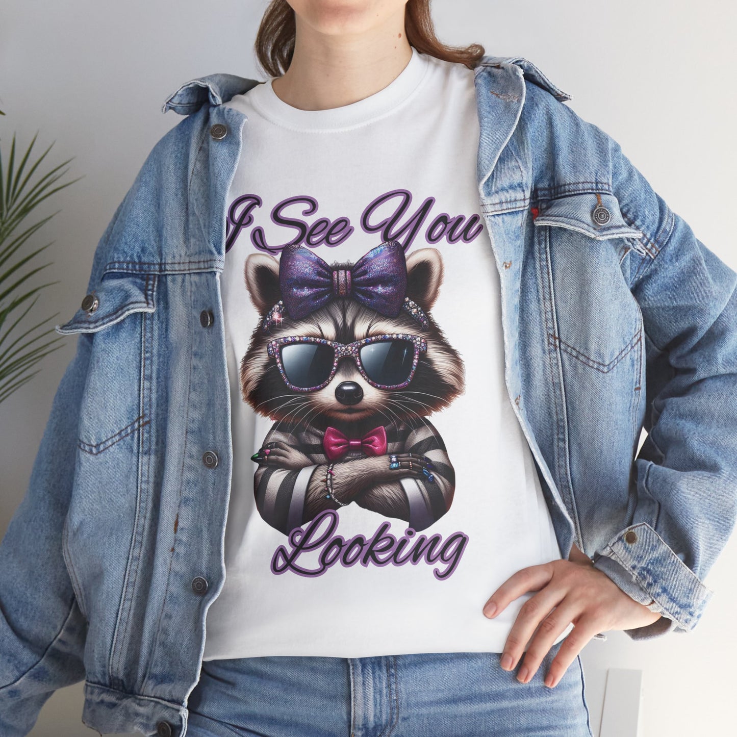 I See You Looking Raccoon Tee, Cute Graphic T-Shirt, Unisex Cotton Shirt, Animal Lover Gift, Cool Casual Wear