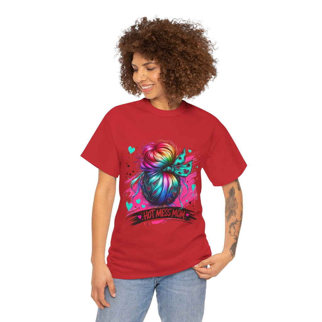 Colorful Hot Mess Mom Tee - Fun Gift, Casual Wear, Mother's Day, Parenting Humor, Family Gatherings
