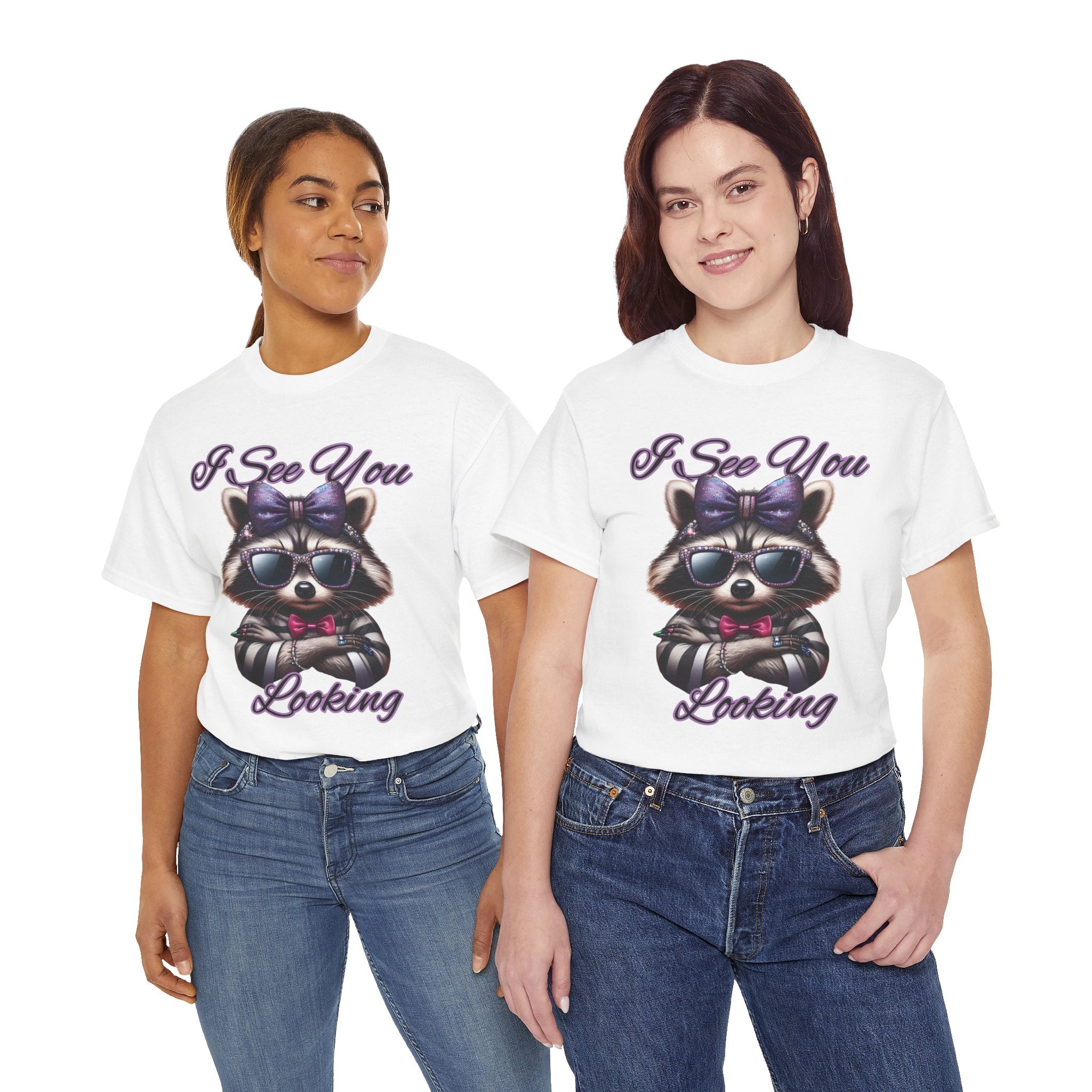 I See You Looking Raccoon Tee, Cute Graphic T-Shirt, Unisex Cotton Shirt, Animal Lover Gift, Cool Casual Wear