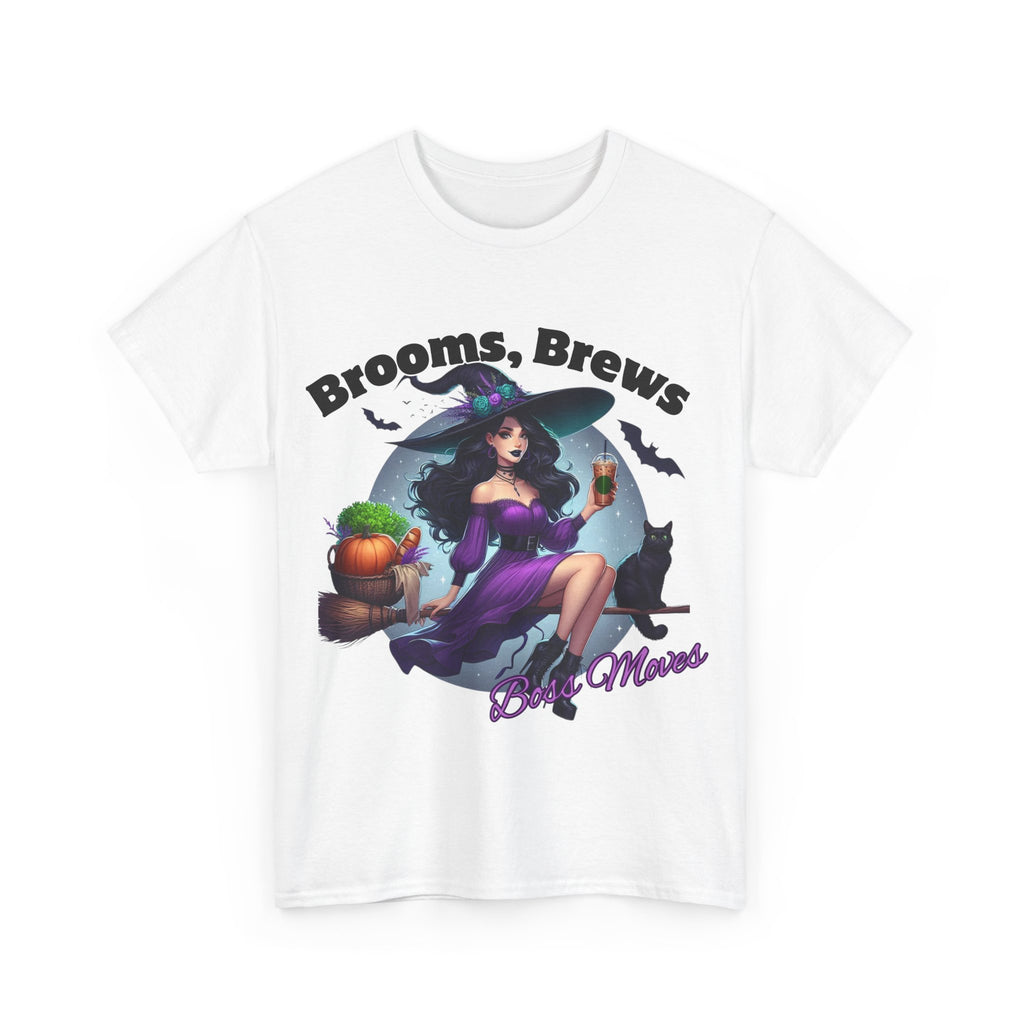 Brooms & Brews Halloween Tee, Unisex Shirt, Witch Craft Tee, Autumn Apparel, Spooky Season Outfit
