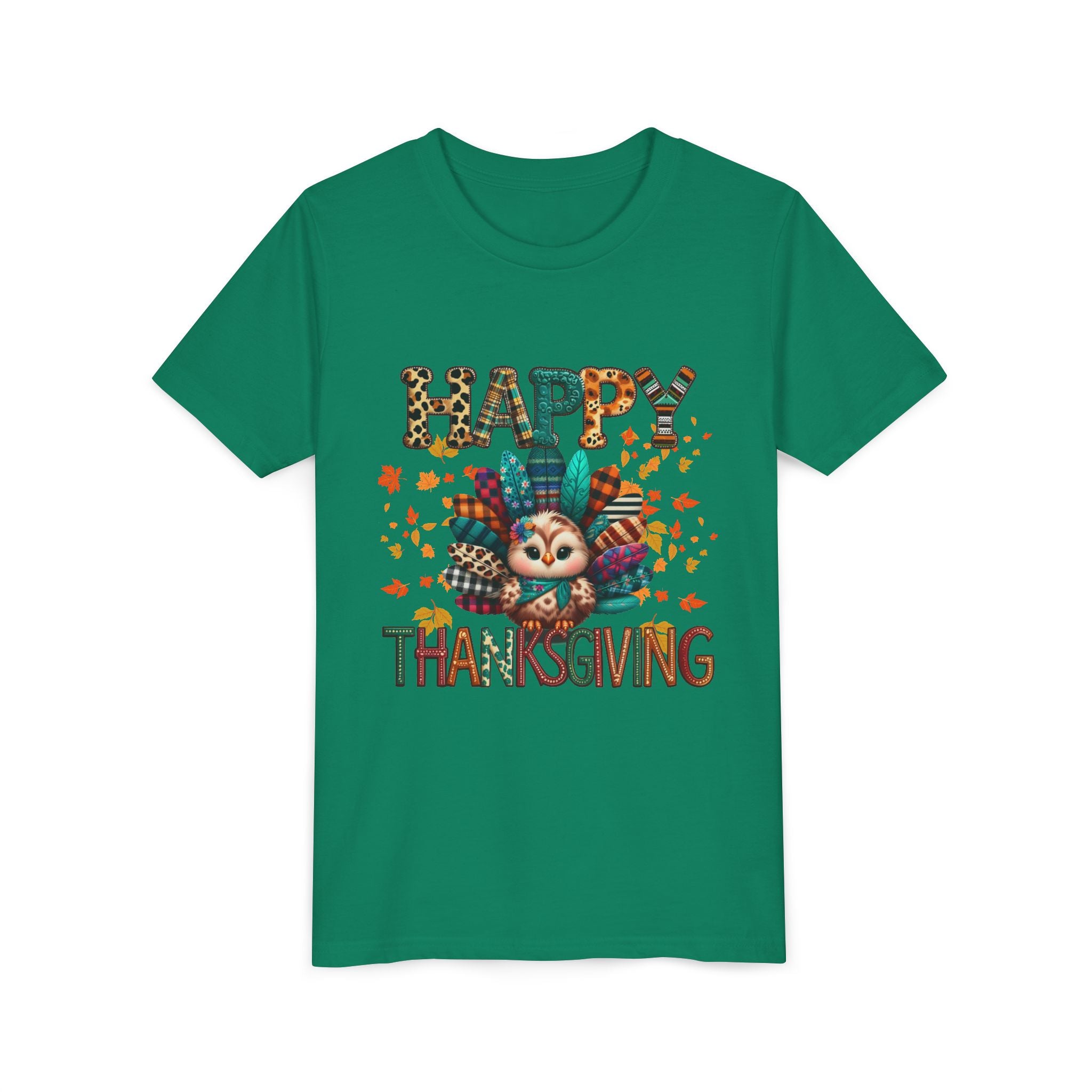 Thanksgiving Turkey Youth Tee, Kids Holiday Shirt, Autumn Graphic Tee, Family Thanksgiving Outfit, Cute Fall Apparel