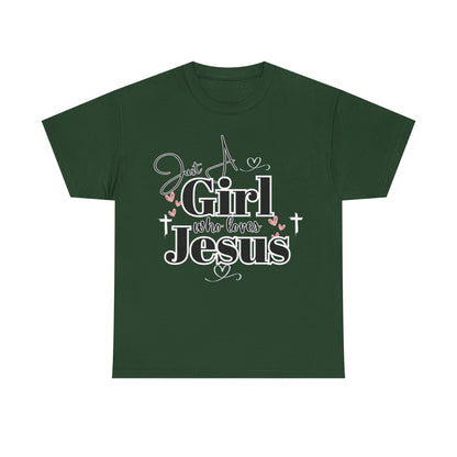 Just a Girl Who Loves Jesus Tee - Faith-Based Cotton Shirt, Christian Apparel, Perfect Gift for Church, Youth Group, Casual Wear