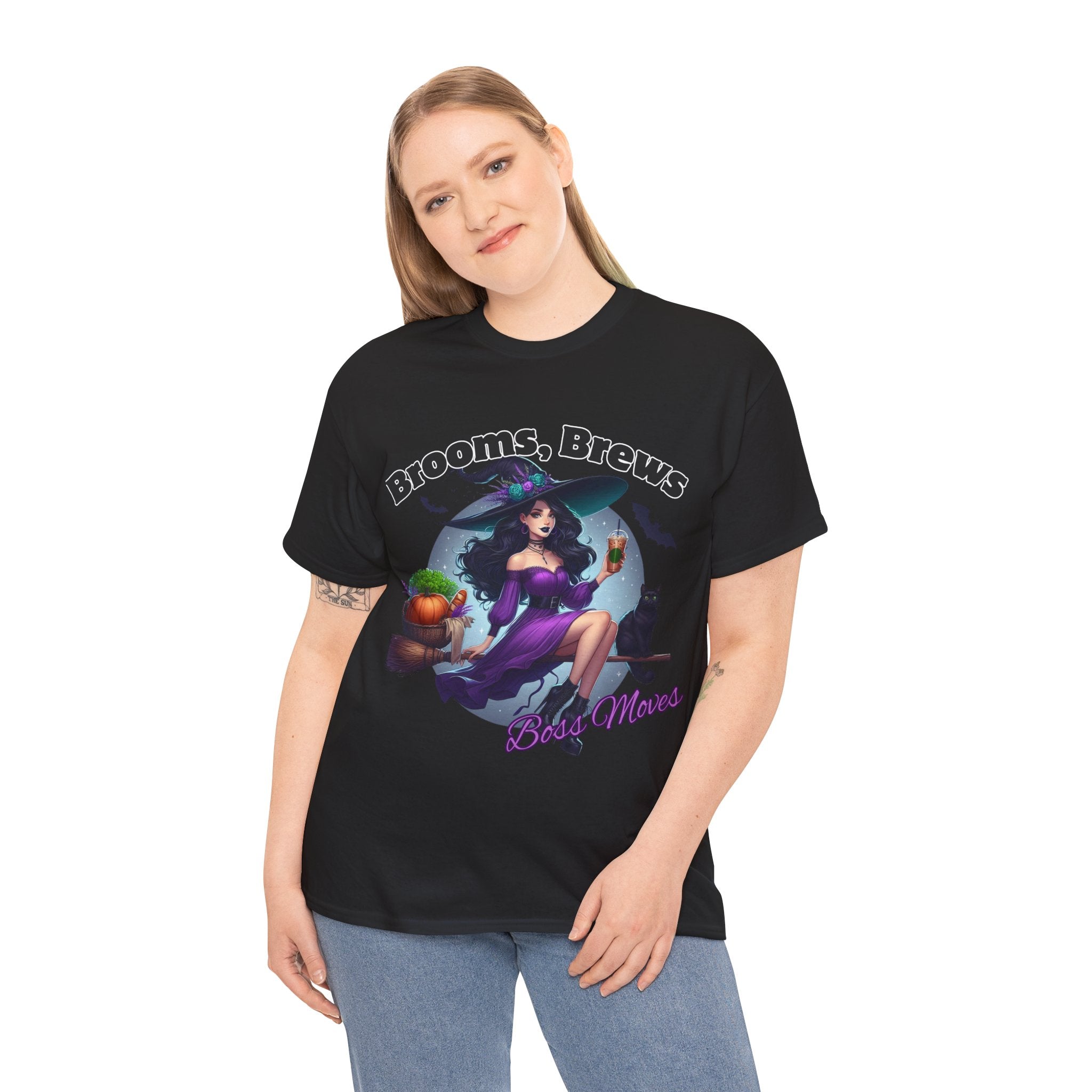 Brooms & Brews Halloween Tee, Unisex Shirt, Witch Craft Tee, Autumn Apparel, Spooky Season Outfit