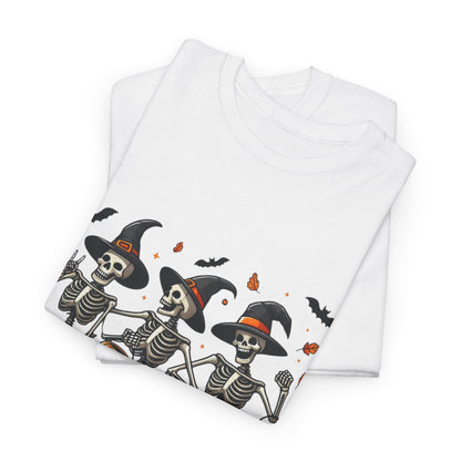 Halloween Skeleton Dance Unisex Heavy Cotton Tee, Spooky T-Shirt, Fall Fashion, Halloween Costume, Creepy Vibes, Gift for Halloween Lovers