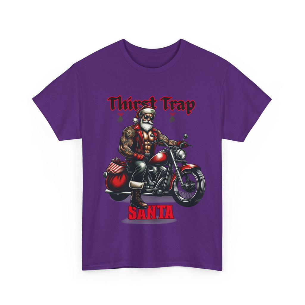 Thirst Trap Santa Tee, Funny Christmas Shirt, Unisex Holiday T-Shirt, Motorcycle Santa Gift, Festive Graphic Tee