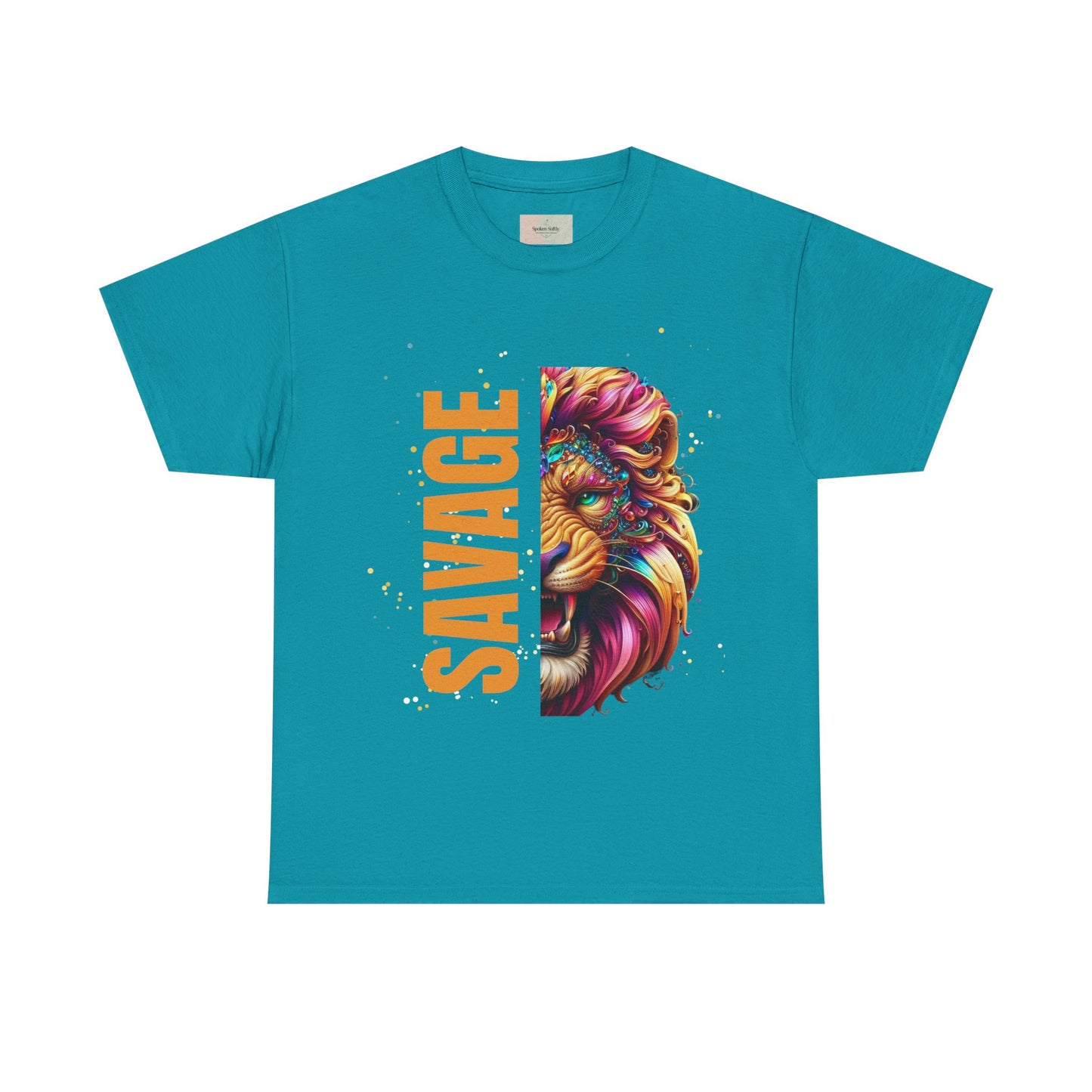 Savage Lion Tee, Unisex Heavy Cotton Shirt, Bold Graphic Tee for Animal Lovers, Casual Wear, Unique Gift Idea