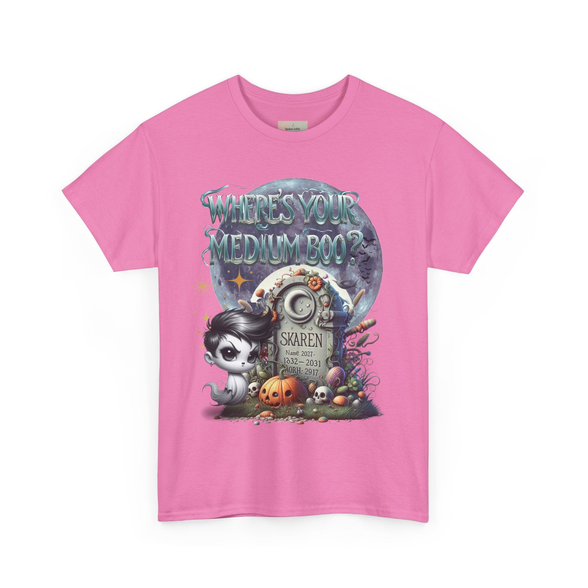 Spooky Themed Tee, Halloween Apparel, Unisex Cotton T-Shirt, Medium Boo Graphic, Ghostly Gift, Fun Halloween Tee, Creepy Cute Shirt