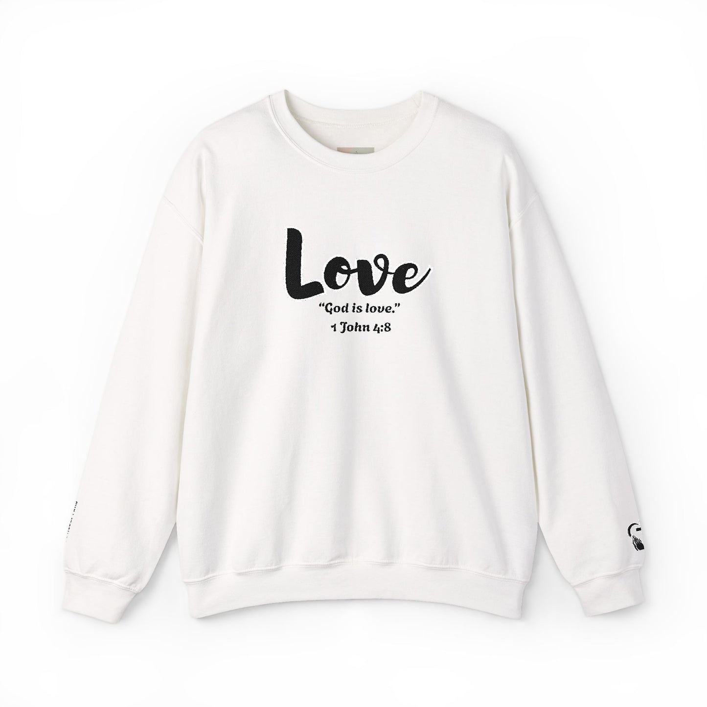 Love Sweatshirt – “God Is Love” Minimalist Christian Crewneck, Inspirational Faith-Based Pullover, Cozy Unisex Apparel, Thoughtful Gift for Believers