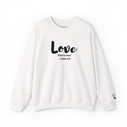 Love Sweatshirt – “God Is Love” Minimalist Christian Crewneck, Inspirational Faith-Based Pullover, Cozy Unisex Apparel, Thoughtful Gift for Believers