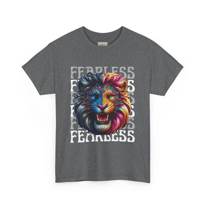 Colorful Lion Unisex Heavy Cotton Tee, Animal Lovers Gift, Unique Tee for Men and Women, Casual Wear, Graphic T-Shirt