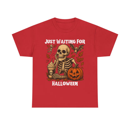 Halloween Skeleton Tee, Spooky T-Shirt, Fall Shirt, Unisex Halloween Apparel, Pumpkin and Skeleton Design
