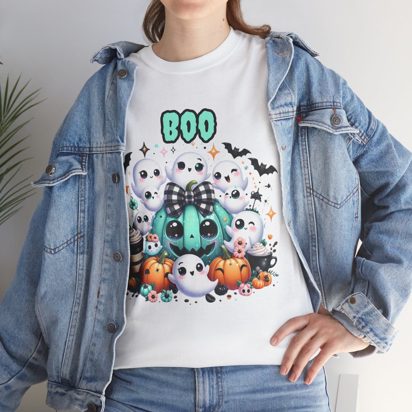 Halloween Boo Tee, Fun Spooky T-Shirt, Unisex Heavy Cotton, Cute Halloween Apparel, Ghost & Pumpkin Shirt, Seasonal Gift Idea