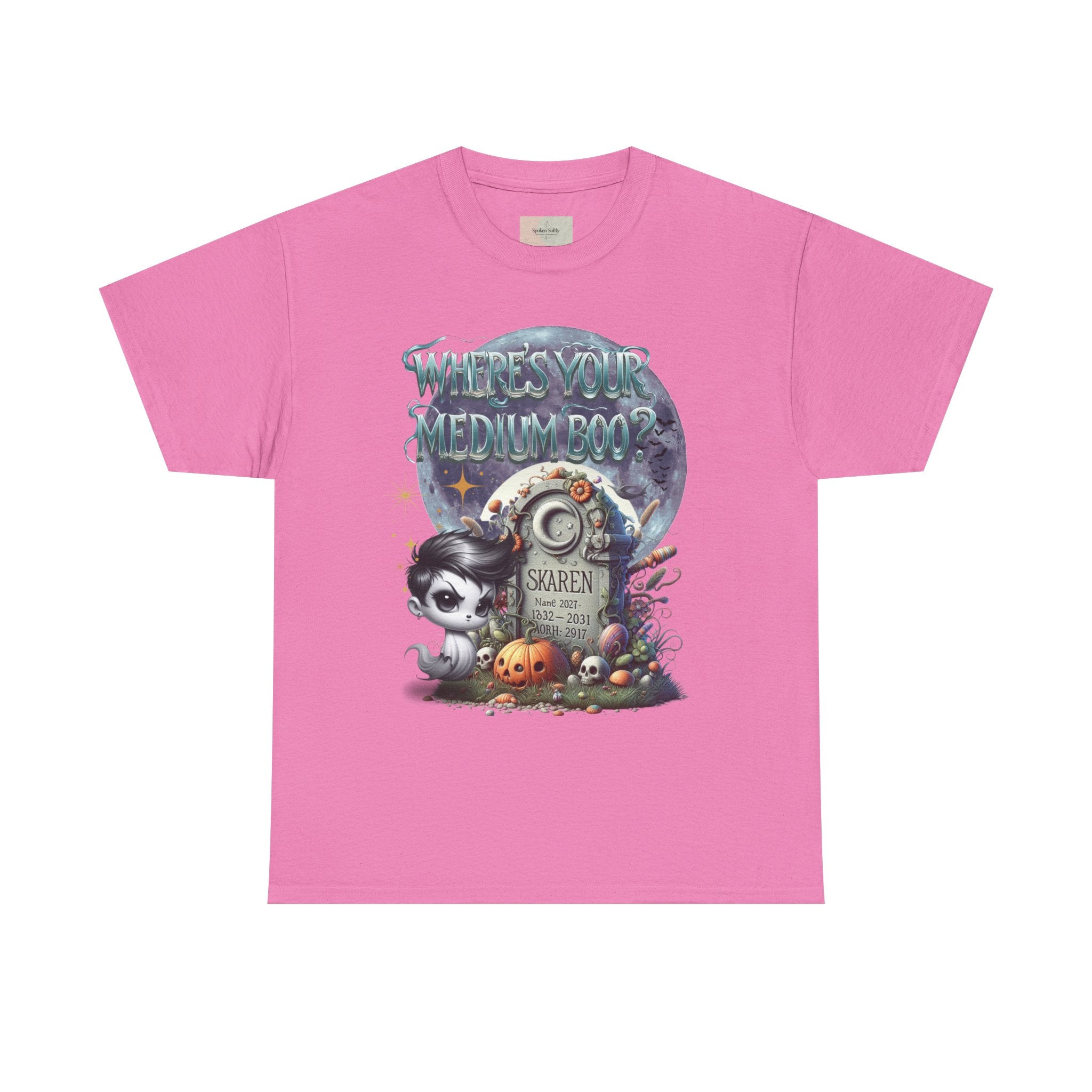 Spooky Themed Tee, Halloween Apparel, Unisex Cotton T-Shirt, Medium Boo Graphic, Ghostly Gift, Fun Halloween Tee, Creepy Cute Shirt