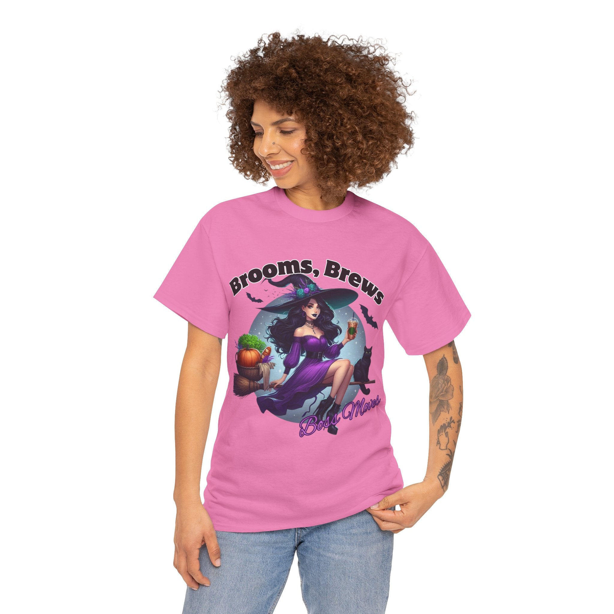 Brooms & Brews Halloween Tee, Unisex Shirt, Witch Craft Tee, Autumn Apparel, Spooky Season Outfit