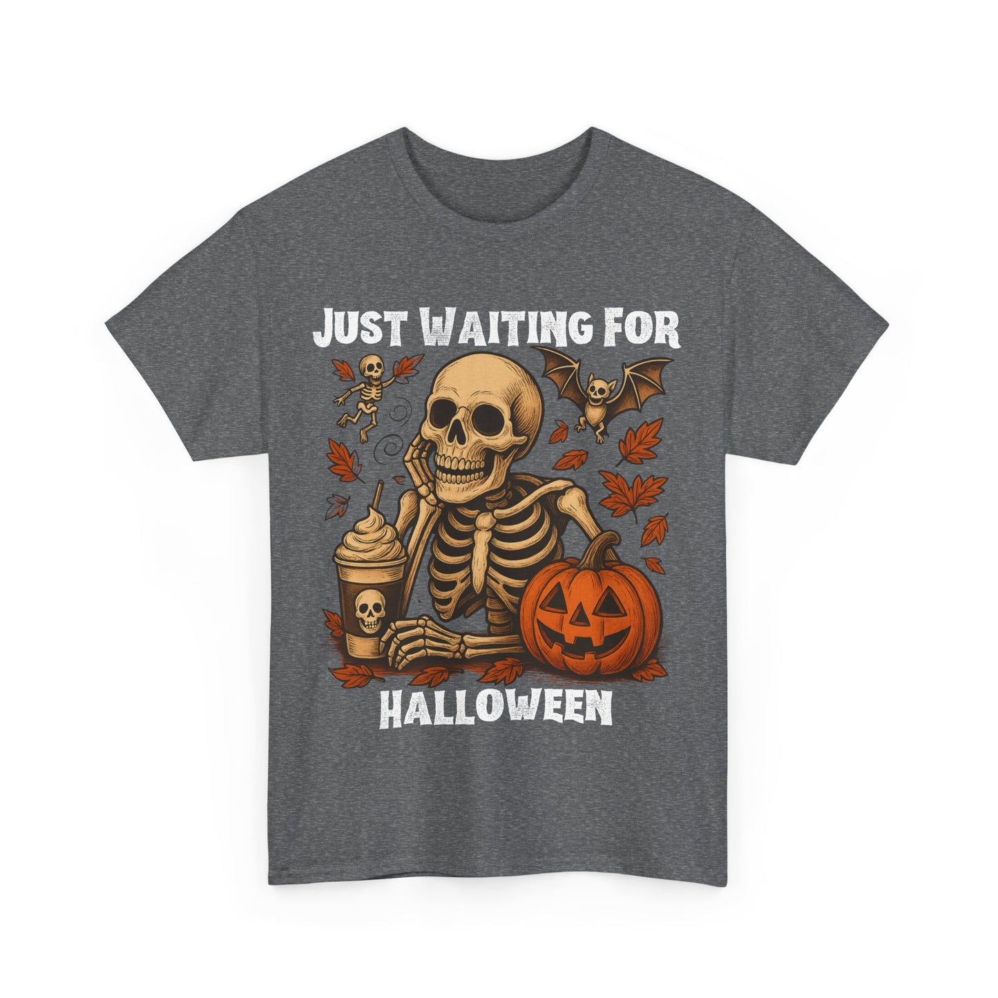 Halloween Skeleton Tee, Spooky T-Shirt, Fall Shirt, Unisex Halloween Apparel, Pumpkin and Skeleton Design