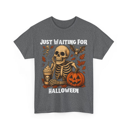 Halloween Skeleton Tee, Spooky T-Shirt, Fall Shirt, Unisex Halloween Apparel, Pumpkin and Skeleton Design