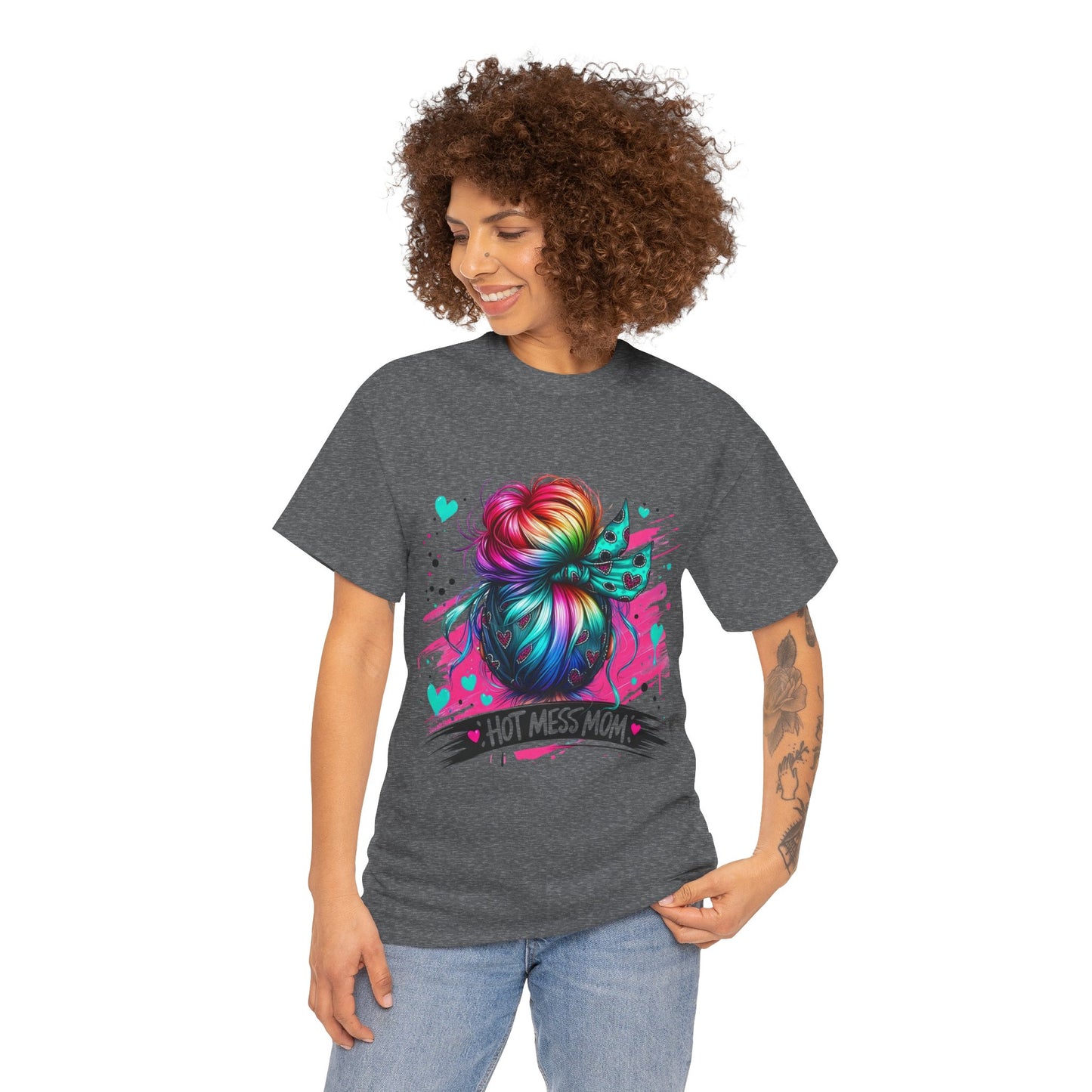 Colorful Hot Mess Mom Tee - Fun Gift, Casual Wear, Mother's Day, Parenting Humor, Family Gatherings