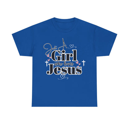 Just a Girl Who Loves Jesus Tee - Faith-Based Cotton Shirt, Christian Apparel, Perfect Gift for Church, Youth Group, Casual Wear