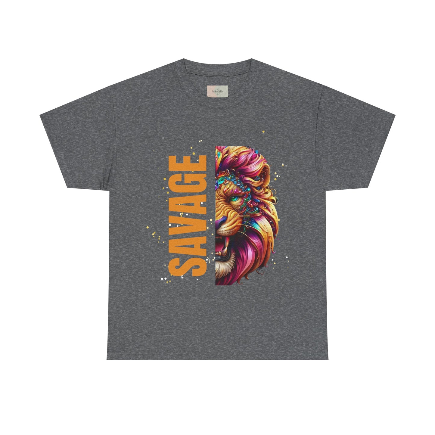 Savage Lion Tee, Unisex Heavy Cotton Shirt, Bold Graphic Tee for Animal Lovers, Casual Wear, Unique Gift Idea