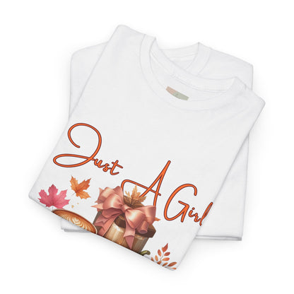 Just A Girl Who Like Fall Cotton Tee, Autumn T-Shirt, Seasonal Graphic Tee, Cozy Fall Apparel