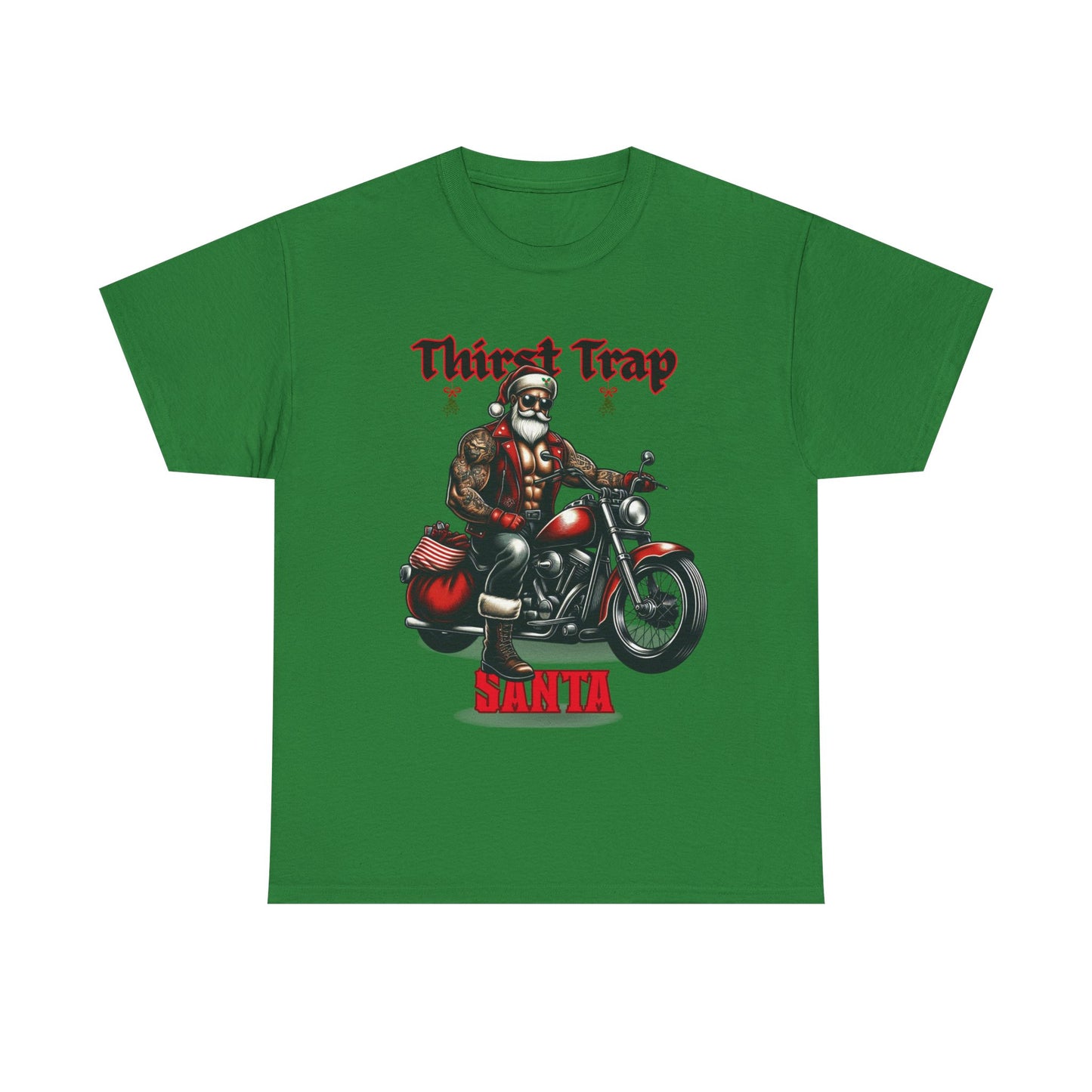 Thirst Trap Santa Tee, Funny Christmas Shirt, Unisex Holiday T-Shirt, Motorcycle Santa Gift, Festive Graphic Tee