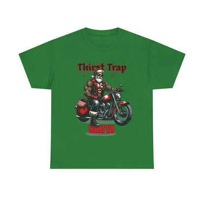 Thirst Trap Santa Tee, Funny Christmas Shirt, Unisex Holiday T-Shirt, Motorcycle Santa Gift, Festive Graphic Tee
