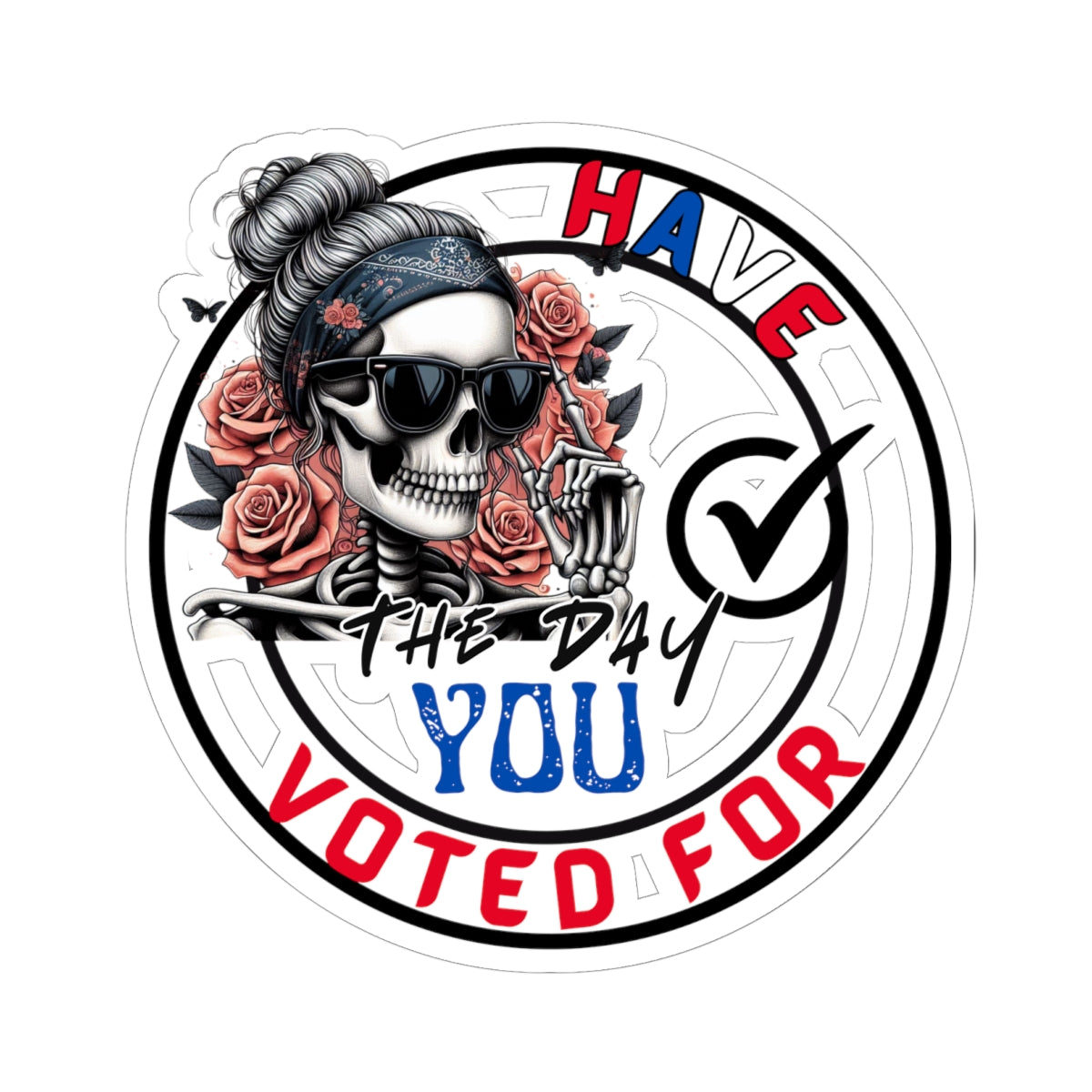 Voting Skull Kiss-Cut Stickers | Election Day Decor, Political Gifts, Laptop Art, Fun Stickers, Voter Awareness