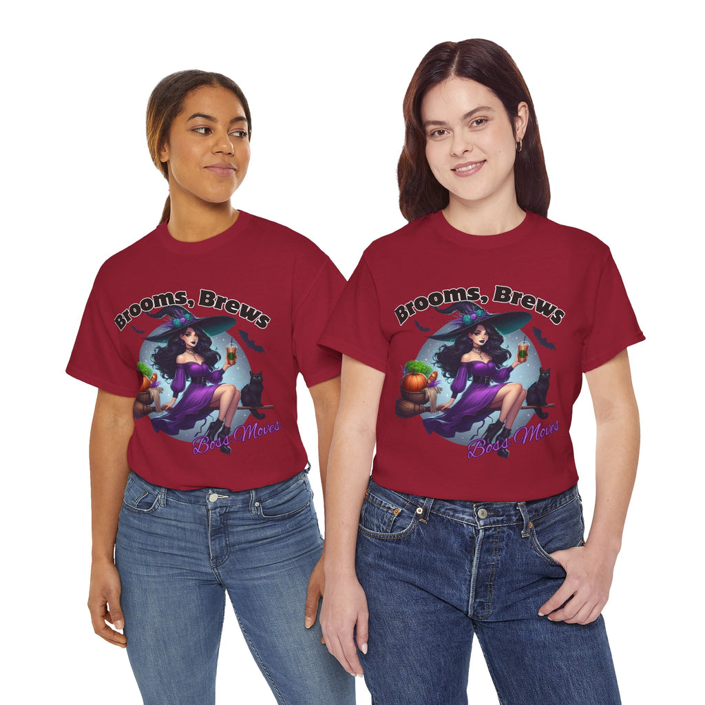 Brooms & Brews Halloween Tee, Unisex Shirt, Witch Craft Tee, Autumn Apparel, Spooky Season Outfit