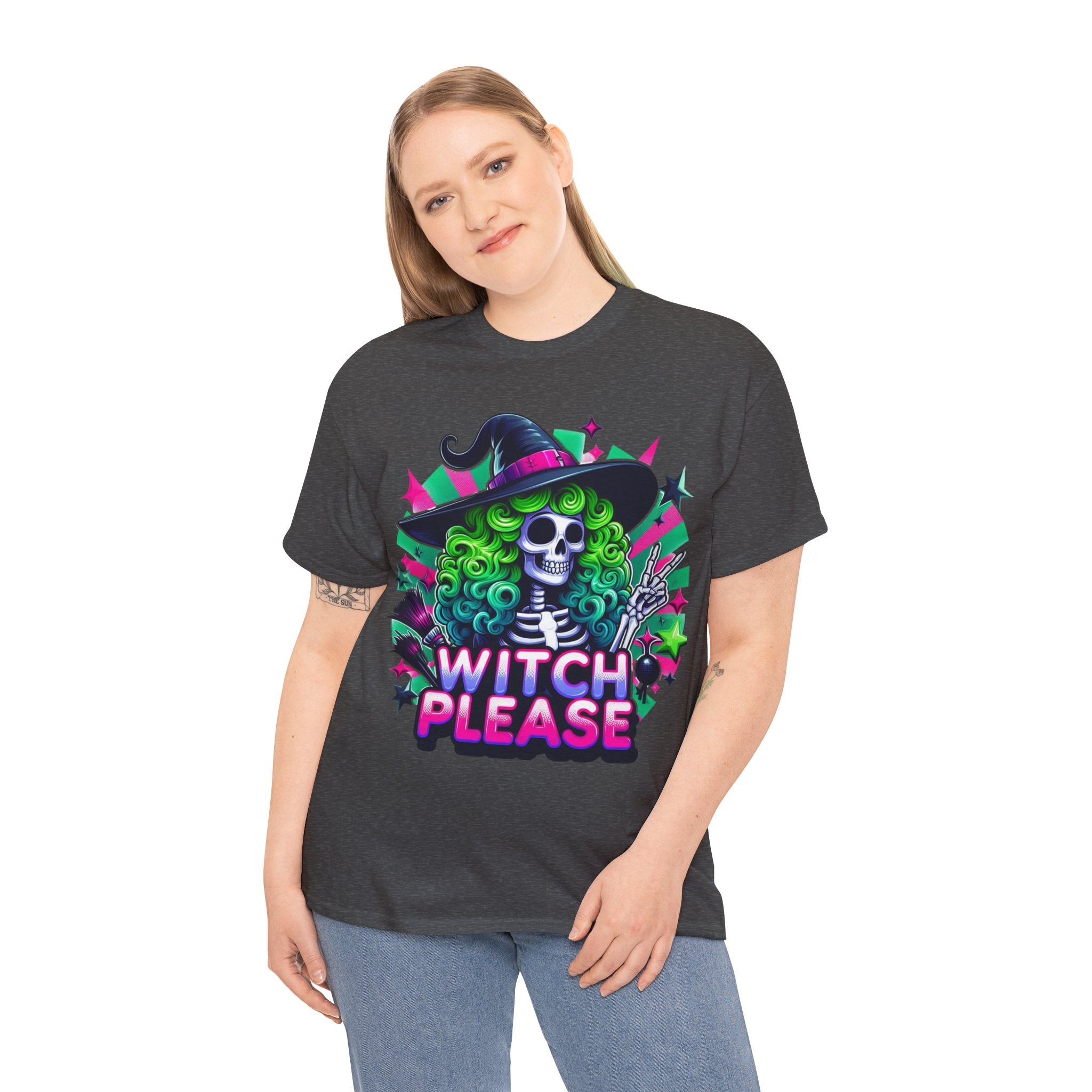 Witch Please Unisex Heavy Cotton Tee, Halloween Shirt, Spooky T-shirt, Unique Gift for Witches, Witchy Apparel