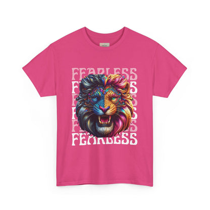 Colorful Lion Unisex Heavy Cotton Tee, Animal Lovers Gift, Unique Tee for Men and Women, Casual Wear, Graphic T-Shirt