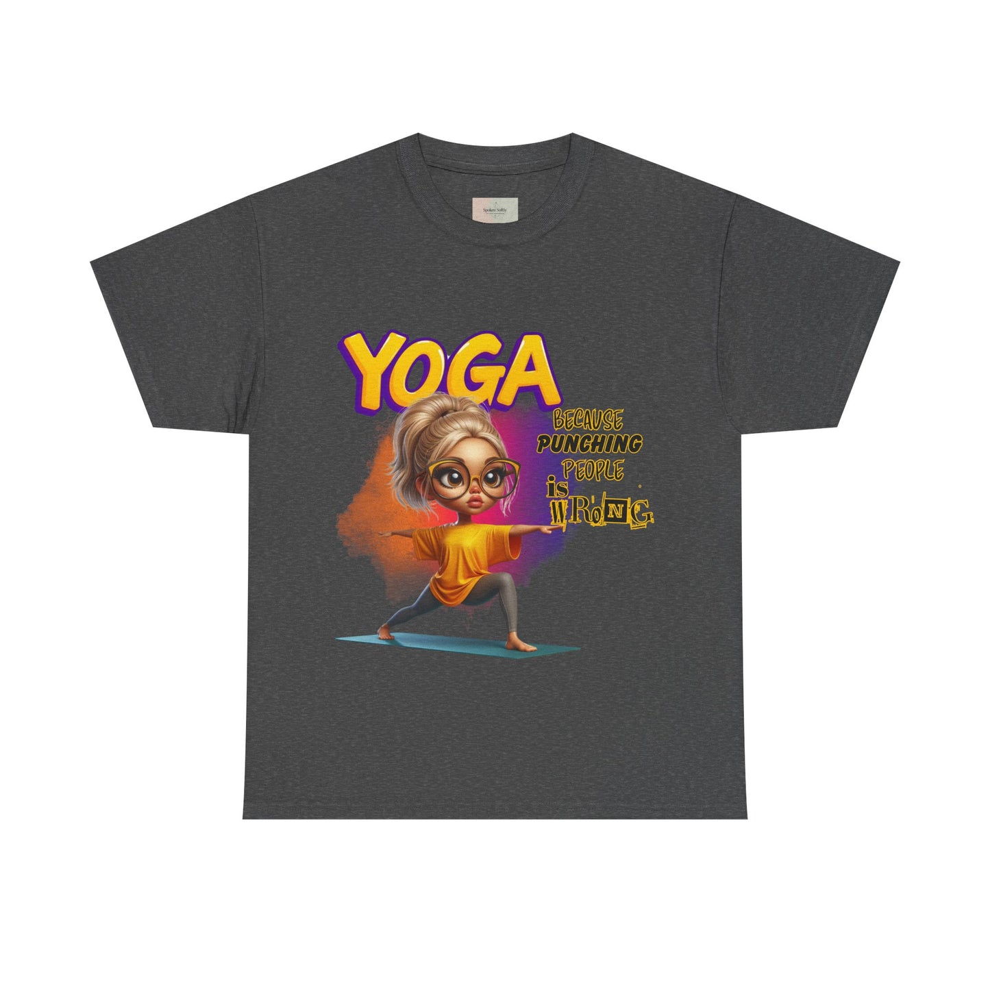 Yoga Humor Unisex Heavy Cotton Tee, Funny Yoga Shirt, Gift for Yogis, Relaxation Tee, Quirky Exercise Apparel