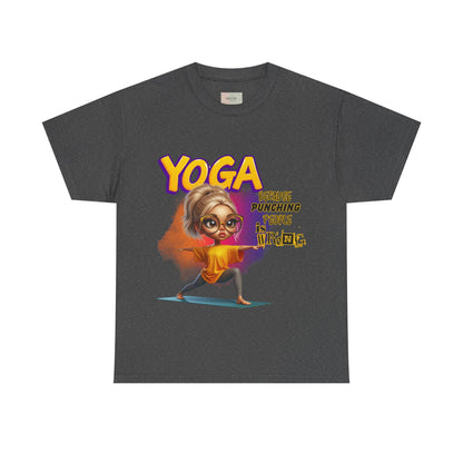 Yoga Humor Unisex Heavy Cotton Tee, Funny Yoga Shirt, Gift for Yogis, Relaxation Tee, Quirky Exercise Apparel
