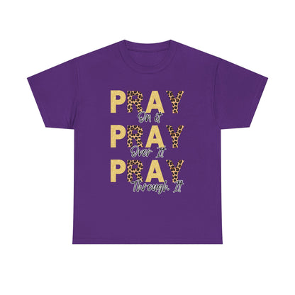 Pray Motivational Tee: Unisex Heavy Cotton Shirt, Inspirational Gift, Faith-Based Apparel, Religious T-Shirt, Church Outfit
