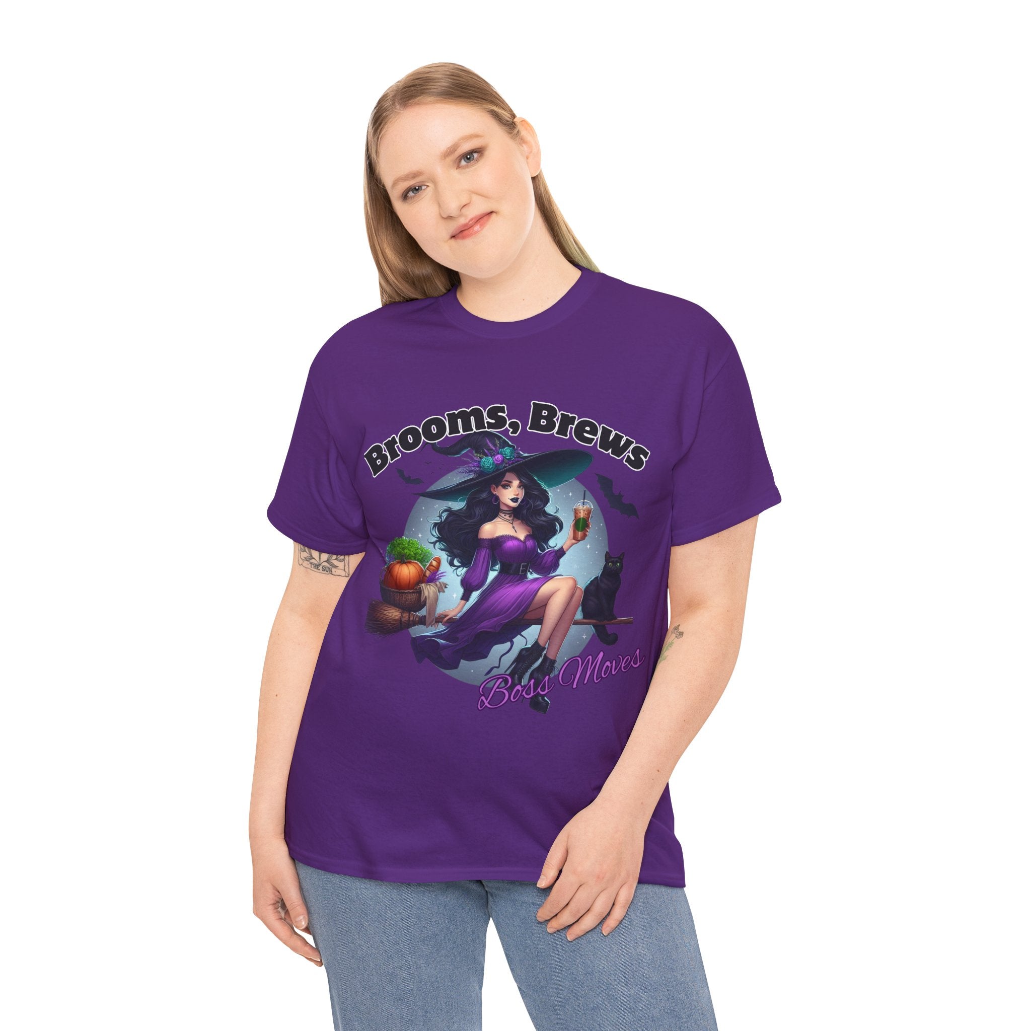 Brooms & Brews Halloween Tee, Unisex Shirt, Witch Craft Tee, Autumn Apparel, Spooky Season Outfit