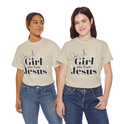 Just a Girl Who Loves Jesus Tee - Faith-Based Cotton Shirt, Christian Apparel, Perfect Gift for Church, Youth Group, Casual Wear