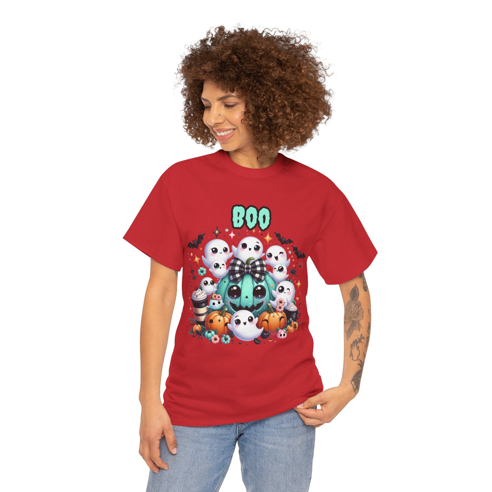 Halloween Boo Tee, Fun Spooky T-Shirt, Unisex Heavy Cotton, Cute Halloween Apparel, Ghost & Pumpkin Shirt, Seasonal Gift Idea