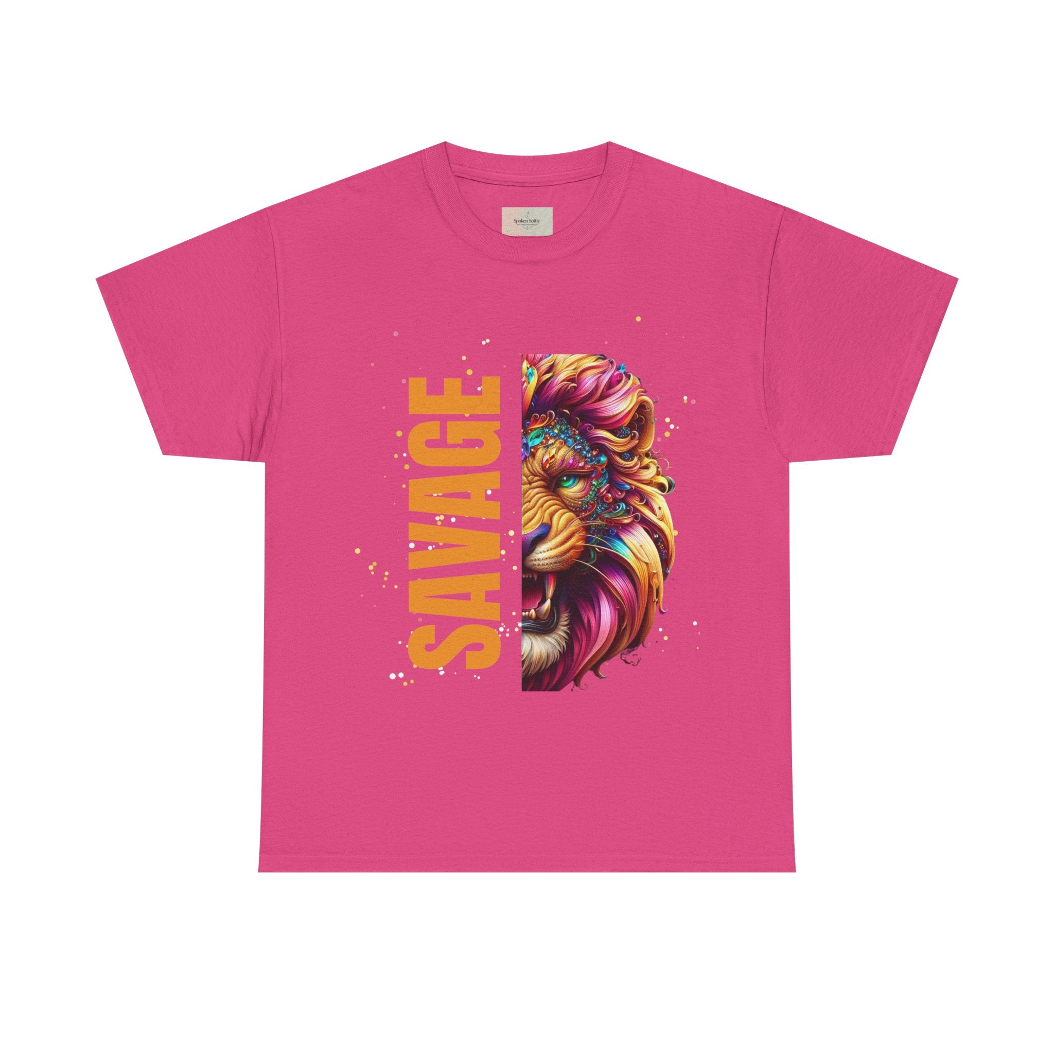 Savage Lion Tee, Unisex Heavy Cotton Shirt, Bold Graphic Tee for Animal Lovers, Casual Wear, Unique Gift Idea
