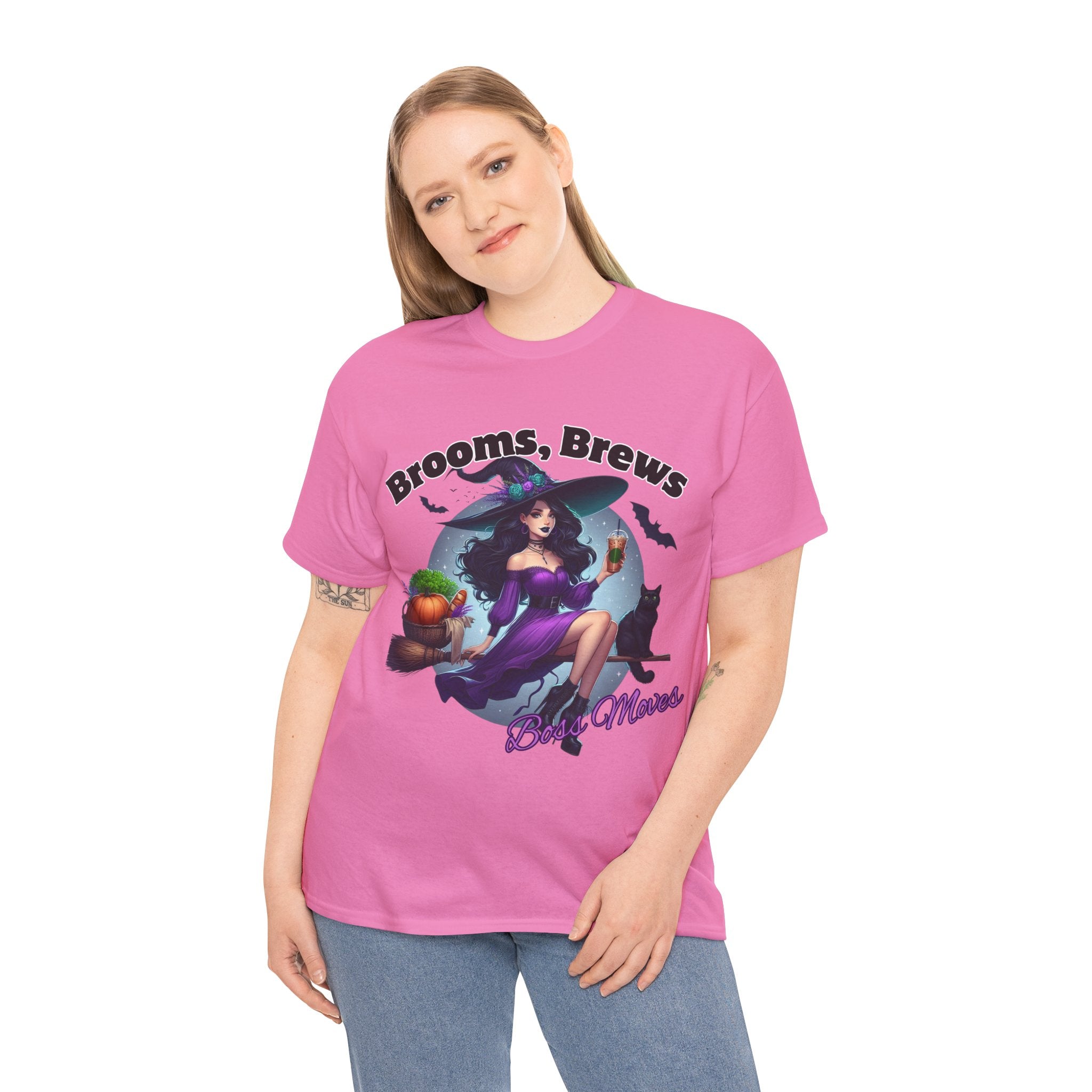 Brooms & Brews Halloween Tee, Unisex Shirt, Witch Craft Tee, Autumn Apparel, Spooky Season Outfit