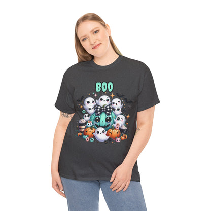 Halloween Boo Tee, Fun Spooky T-Shirt, Unisex Heavy Cotton, Cute Halloween Apparel, Ghost & Pumpkin Shirt, Seasonal Gift Idea