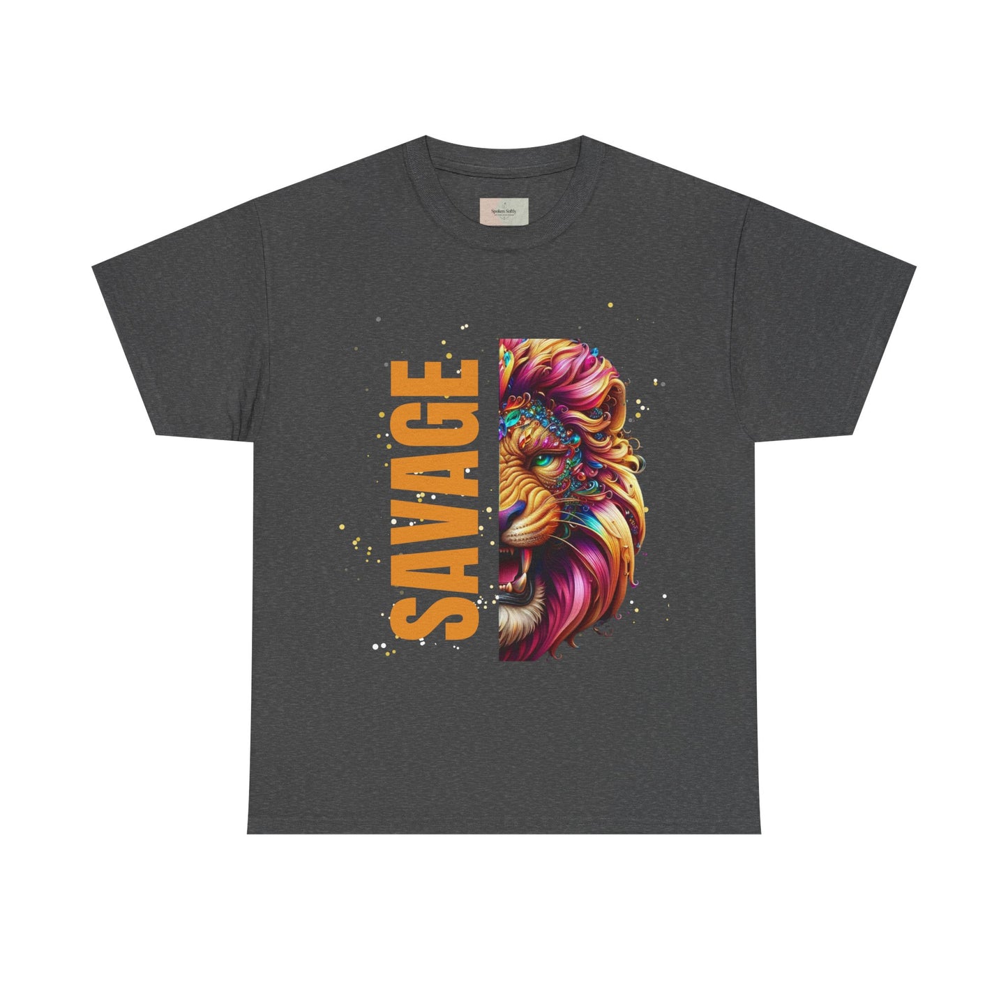 Savage Lion Tee, Unisex Heavy Cotton Shirt, Bold Graphic Tee for Animal Lovers, Casual Wear, Unique Gift Idea